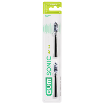 GUM Sonic Daily vaihtoharjaspäät musta 2 kpl