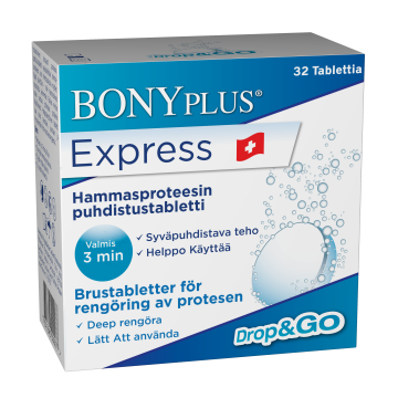 BONYPLUS Express hammasproteesin puhdistustabletti 32 kpl