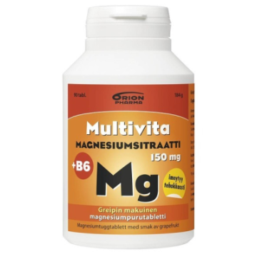 Multivita magnesiumsitraatti +B6 greippi 150 mg 90 purutabl