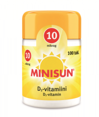MINISUN D-VITAMIINI 10 MIKROG 100 TABL