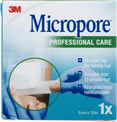 3M Micropore 5,0 cm x 10 m valkoinen vaihtorulla 1 kpl